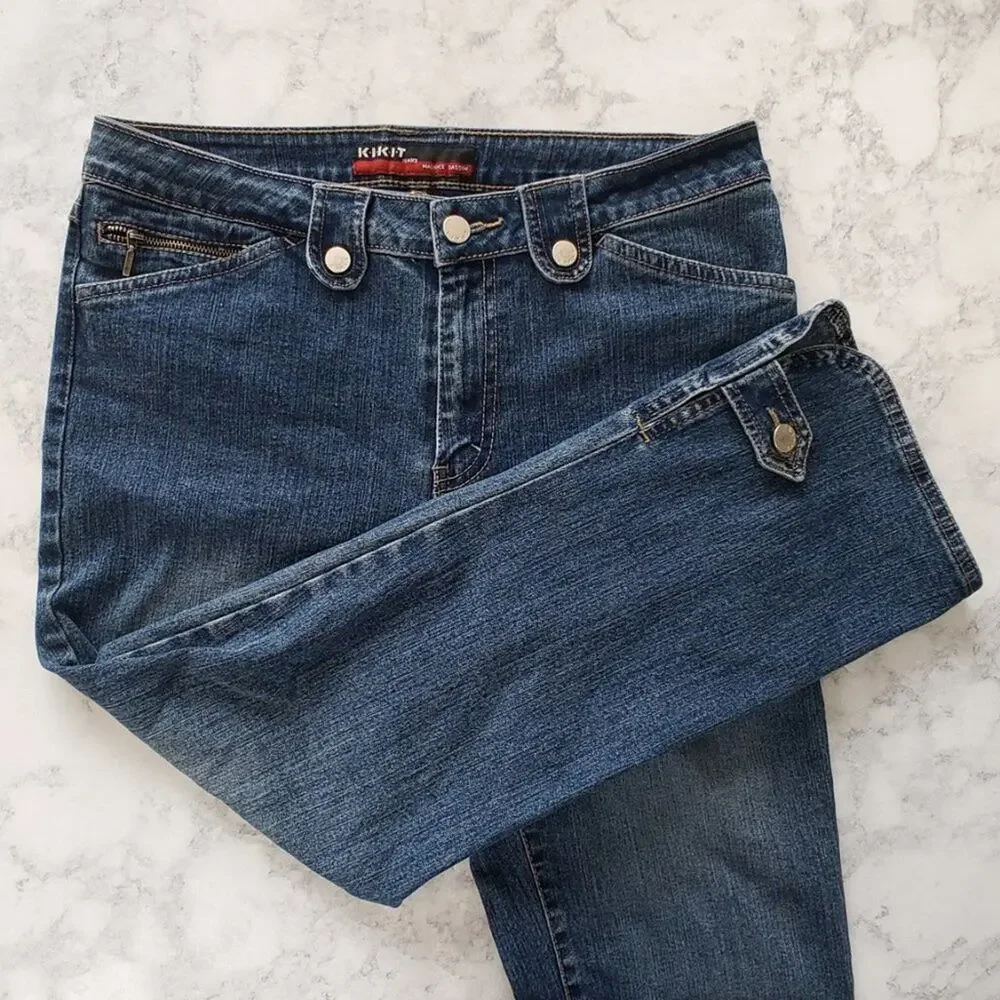 KIKIT High Waist Cropped Jeans button detail sz 8 - Picture 7 of 8